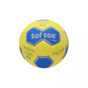 BALON BALONMANO SOFTEE ADDICTED - AMARILLO/AZUL, 58CM