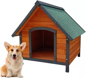 Caseta de Perro de Madera a 2 Aguas, 88x82x76 cm