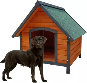 Caseta de Perro de madera Loki a 2 aguas 82x99x86 cm TAMAÑO GRANDE