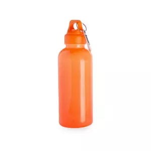 Bidón plástico 600 ml con mosquetón. naranja