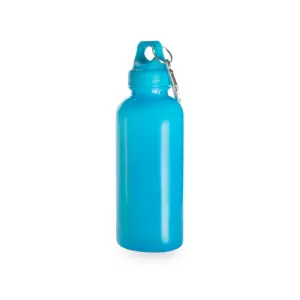Bidón plástico 600 ml con mosquetón. azul