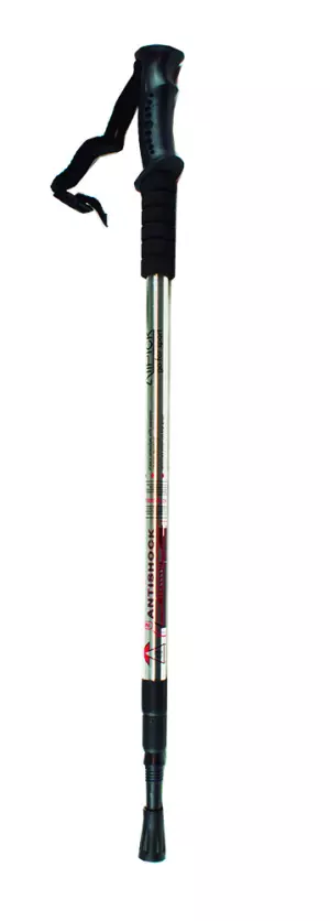 Baston senderismo aluminio. 65-135 cm. PLATA