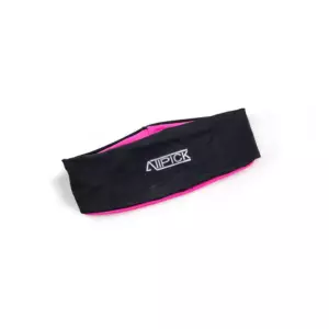 Cinta de pelo para running. poliéster. Negro/Rosa