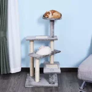 Rascador para Gatos Árbol Rascador Centro de Actividad 3 Plataformas para Arañar 48x48x99,5 cm