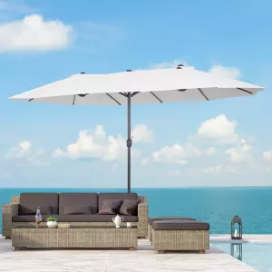 Sombrilla Parasol Doble para Jardín Sombrilla Gigante de para Playa Carpas Toldos de Terraza Tela de Poliéster Protección Solar UV 4.6x2.7x2.4m Crema