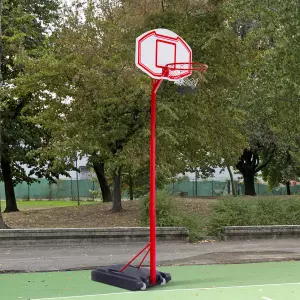 Canasta de Baloncesto con Altura Ajustable de 210-260 cm con Soporte Metal y Base Rellenable para Niños y Adultos Rojo