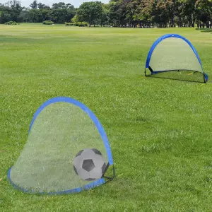 Set de 2 Porterías de Fútbol POP-UP Plegable Portátil para Niños 120x84x85 cm Azul preguntar stock