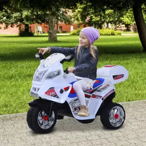 Moto Eléctrica Infantil Coche Triciclo Niño Moto de Juguete Batería 6V Niños mayores de 3 años con Caja de Almacenamiento Metal 112x51x73cm