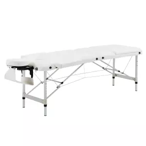 Camilla Masajes Portátil Plegable y Profesional en Aluminio blanco 215x60x61-84cm