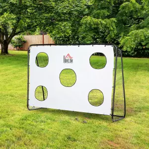 Portería de Fútbol para Niños con Lona de Precisión y Puntería para Entrenamiento y Perfeccionamiento 240x88x174 cm Blanco