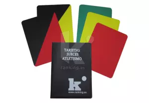 TARJETAS JUECES ATLETISMO (JUEGO DE 5)-Tarjetas Jueces Atletismo. Juego 5 Uds.