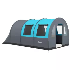 Tienda de Campaña Plegable para 5-6 Personas con 2 Habitaciones y Bolsa de Transporte Impermeable 480x260x200 cm Gris