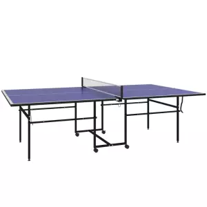 Mesa de Ping-Pong Plegable con 4 Ruedas Red 2 Palas y 3 Pelotas para Interior y Exterior 274x152,5x75,5 cm Azul