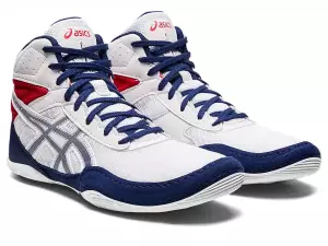 BOTAS LUCHA ASICS "MATFLEX 6" BLANCO/ OCEANO PROFUNDO VENDEDOR  BOXEO/KRAV MAGA PREGUNTAR STOCK