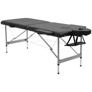 Camilla de Masaje Plegable con Altura Ajustable en 7 Posiciones Reposacabezas y Apoyabrazos 186x71x62-83 cm Negro