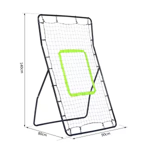 Rebotador de Pelota Béisbol Fútbol Red de Rebote Rebounder Objetivo Ajustable Acero y PE 90x80x140cm Negro