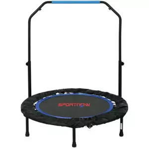 Cama Elástica Plegable Ø102 cm con Mango Ajustable de 4 Niveles Marco de Acero para Entrenamiento Piernas Cuerpo Azul