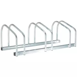Aparcamiento para 3 Bicicletas Estacionamiento para Aparcar Bicicletas para Interior y Exterior 76x33x27cm Plata
