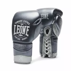 GN116L Guantes de Boxeo Leone 1947 “Authentic 2” gris/BLANCO MARFIL CON CORDON