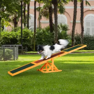 Balancín para Perros Agility Ejercicio Entrenamiento para Mascotas con Superficie Antideslizante Carga Máxima de 50 kg 180x30x30 cm Mutlicolor