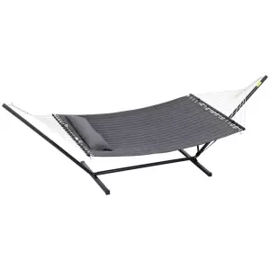 Hamaca de Jardín Portátil con Cojín Integrado en Algodón Poliéster y Acero 368x93x110 cm Gris Oscuro