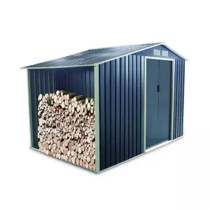 Caseta Metálica Gardiun Toronto Con Leñero 3,53 m² Exterior 127x278x195 cm Acero Galvanizado Gris Antracita - KIS12971