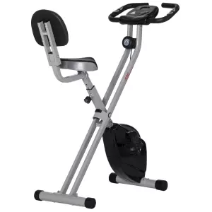 Bicicleta Estática Plegable con Respaldo 8 Niveles de Resistencia Volante Pantalla LCD Pulsómetro y Sillín Ajustable rojo/negro