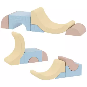 Set 5 Construcciones Blandas para Niños 1,5-8 Años, en Tela Efecto Terciopelo y Esponja, Multicolor