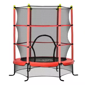 Trampolín para Niños +3 Años con Superficie de Salto Ø110 cm Red de Seguridad y Cubierta Protectora Ø163x163 cm Rojo CAMA ELASTICA