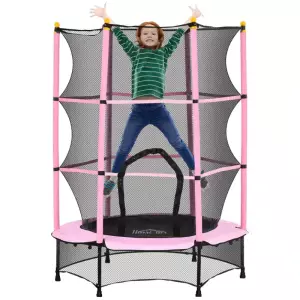 Trampolín para Niños de +3 Años Ø140 cm con Red de Seguridad y Marco de Acero para Interior y Exterior Rosa y Negro/NEGRO/AZUL CAMA ELASTICA
