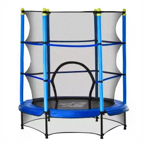 Cama Elástica Infantil Ø140x160 cm Trampolín para Niños de +3 Años con Red de Seguridad y Marco de Acero para Interior y Exterior Azul