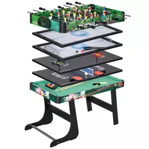 Mesa Multijuegos para Niños de +7 Años 6 en 1 Plegable Billar Futbolín Ping-Pong 118x104x71 cm Multicolor