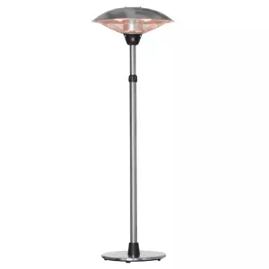 Calefactor de Pie de Exterior 3000W Estufa de Infrarrojos con Altura Ajustable Ø58,5x160-200 cm Plata