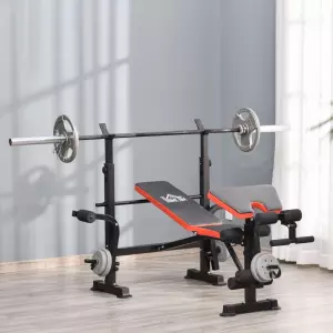 Banco de Pesas Multifuncional Banco de Musculación con Respaldo Ajustable Soporte de Barras para Fitness Entrenamiento Completo 105x150x112 cm Negro