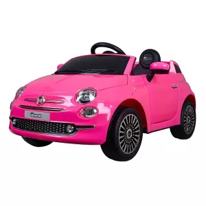 Coche eléctrico Fiat 500 con Radio Control 6v rosa/rojo/blanco