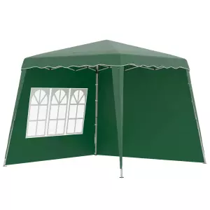 Carpa Plegable con 2 Paredes Laterales 2,89x2,89m Cenador Pabellón de Jardín con Altura Ajustable Protección UV50+ Verde/azul/blanco