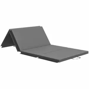 Tapete de gimnasia yoga pilates fitness plegable en 4 con asas revestimiento sintético 180 x 80 x 5 cm gris