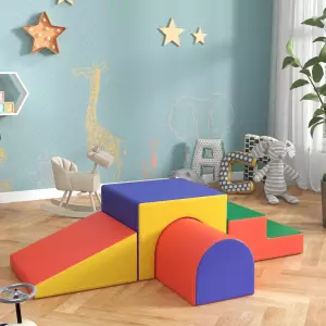 Juego de 4 Bloques Psicomotricidad para Niños de 1-3 Años Tapizado en PU 150x50x39 cm Multicolor
