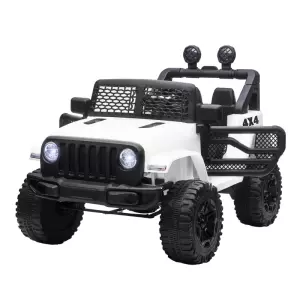 Coche Eléctrico para Niños de +3 Años Vehículo Todoterreno de Batería 12V con Control Remoto 100x65x72 cm Blanco