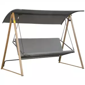 Columpio Balancín de Jardín de 3 Plazas con Techo Ajustable Asiento Acolchado 224x133x173 cm Gris