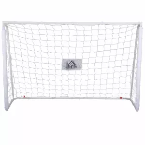 Portería de Fútbol con Soporte de Metal y Red para Entrenamiento de Fútbol en Jardín Aire Libre 186x62x123 cm Blanco