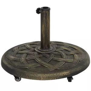 Base para Parasol de Resina de 20 kg Redonda con Ruedas y Frenos, Bronce