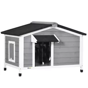 Caseta de Madera para Perros Casita para Mascotas con Techo Asfáltico y Base Extraíble 97x72x65 cm Gris