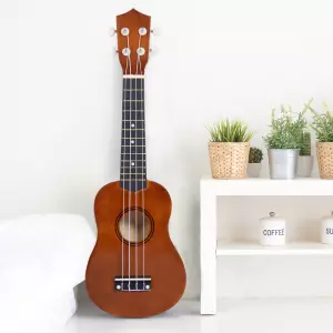Ukelele 21 Pulgada Ukelele Soprano de Iniciación para Principiantes Ukelele Concierto Hawaiian Cuerdas Aquila de Nylon Material Madera Marrón