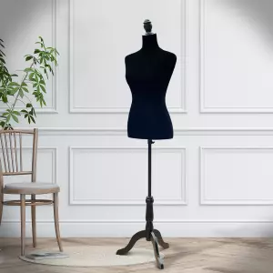 Maniquí Femenino Busto de Señora para Modistas Exhibición Altura Ajustable a 130-168cm Negro/blanco