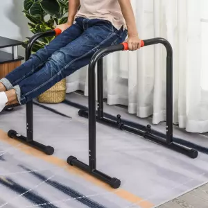 Barras Paralelas Ancho Ajustable Dip Station para Calistenia y Entrenamiento Gimnasio con Asas Antideslizantes de Acero 89-99x62x72 cm Negro