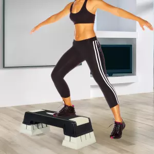 Tabla de Step para Fitness Aeróbic Deporte y Gimnasia - Color Negro y Gris - Plástico - 76x29x12.5-22.5 cm