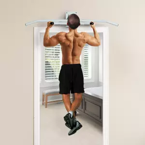 Barra de Dominadas Fija de Pared para Abdominales y Ejercicios de Musculación - Blanco - 118x44x20cm