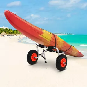 Carro de Transporte Plegable para Kayak Carga 75 kg Aluminio Ajuste Universal con Ruedas para Canoa Embarcación 57,5x33x24 cm Plata