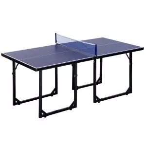 Mesa de Ping-Pong Plegable con Red y Marco de Acero para Interior y Exterior 182x91x76 cm Azul